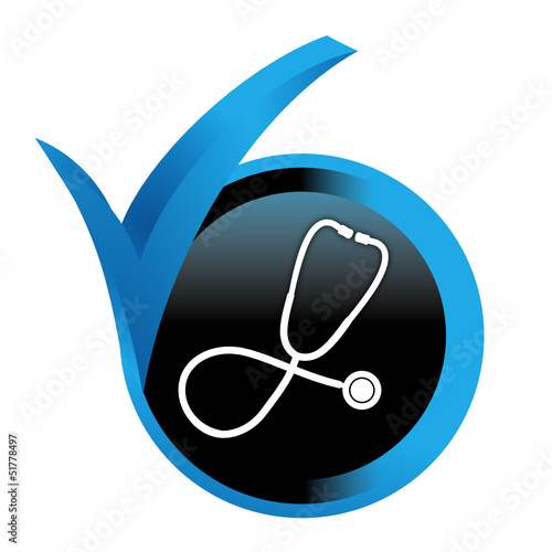médical sur bouton validé bleu