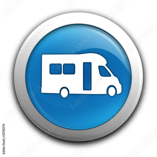 camping car sur bouton bleu