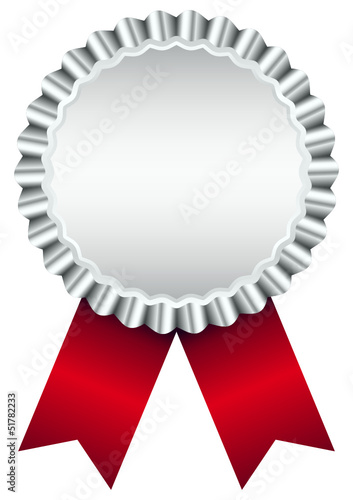Silver Award Badge Red Ribbon