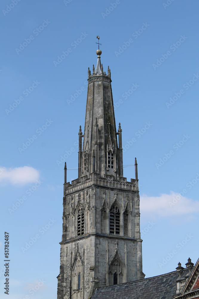 The Tower and Spire of a Classic Vintage Church.