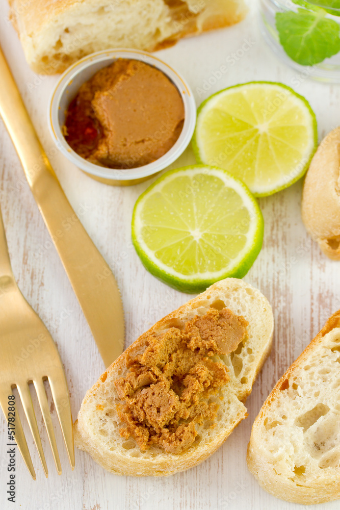 sardine paste on bread with lime and water sardine paste on bread with lime and water