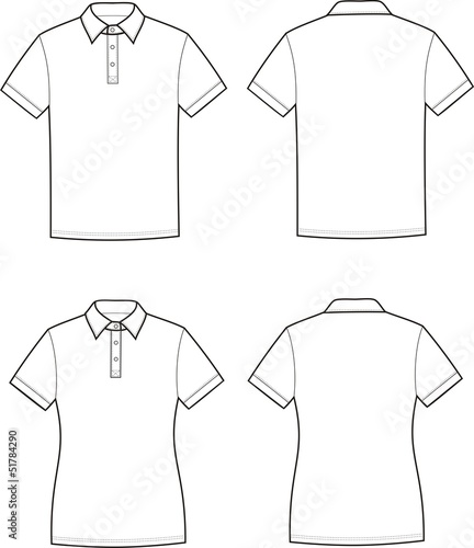 Vector illustration of men's and women's polo t-shirts
