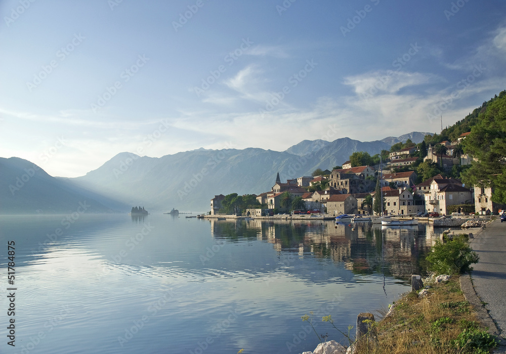 perast village in the bay of kotor in montenegro