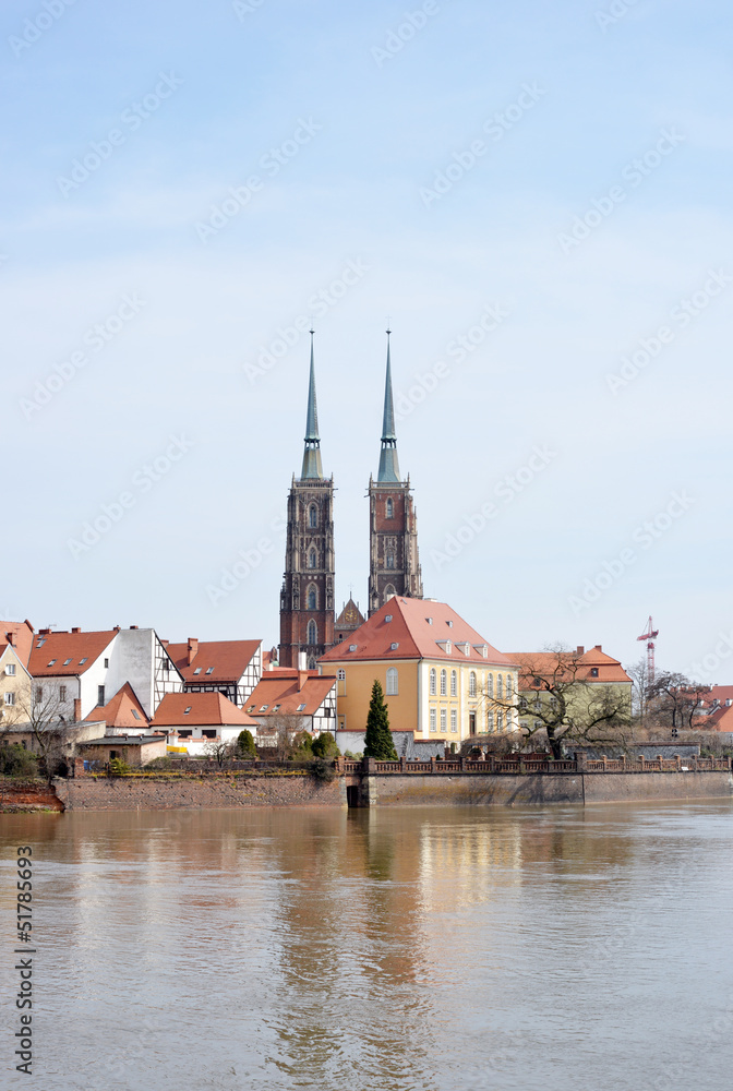 Fototapeta premium Dominsel mit Kathedrale Wroclaw