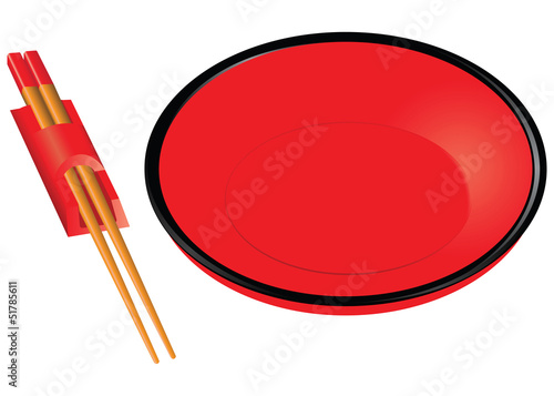 Chopsticks and red plate