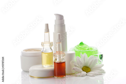 cosmetics products and chamomile