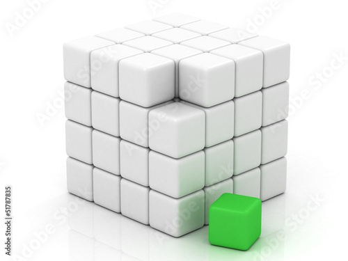 cube white assembling from blocks