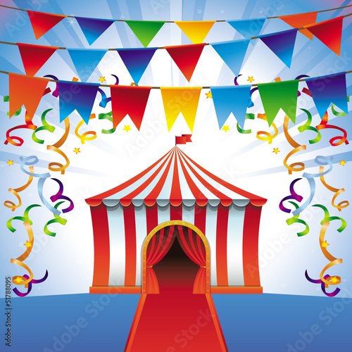 Vector circus tent - bright icon