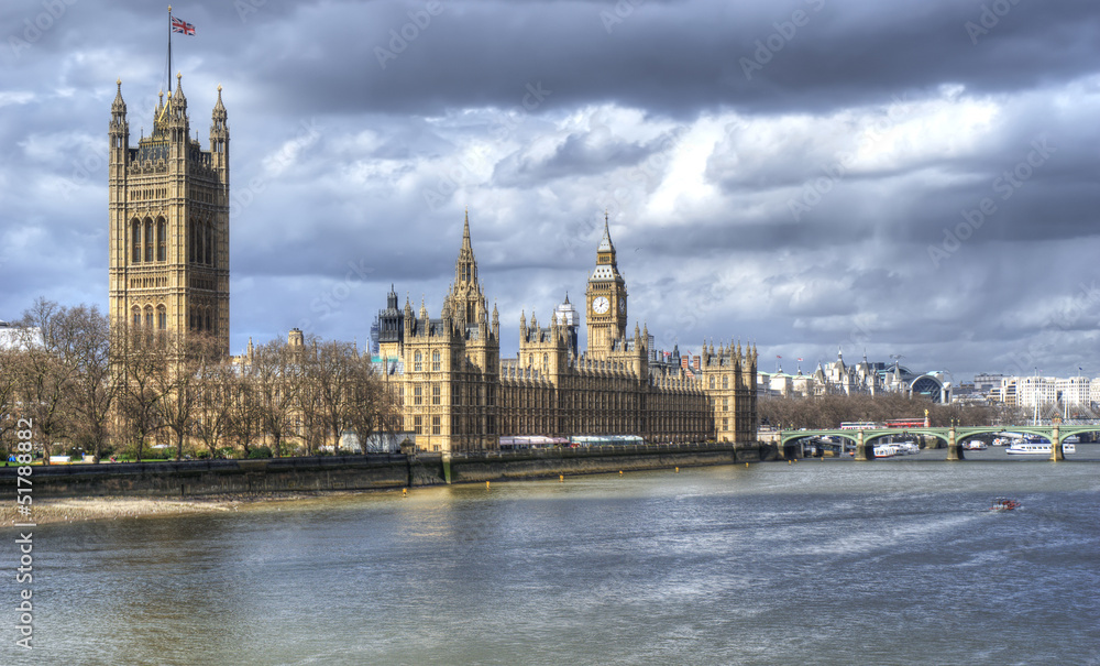 Houses of Parliament and big ben with Thames river Houses of Parliament and big ben with Thames river