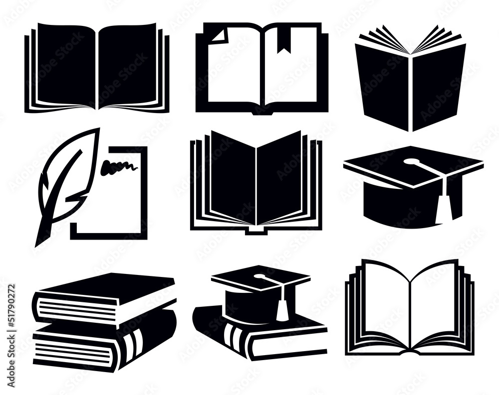 Векторные черно белые иконка книги