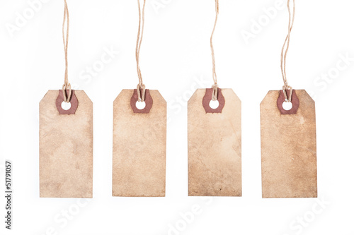 Assortment of vintage tags and labels.