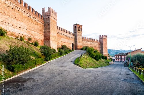The strong bulwark around the medieval town of Gradara in Italy