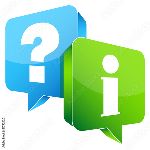 Speech Bubbles 3D Question Blue & Information Green