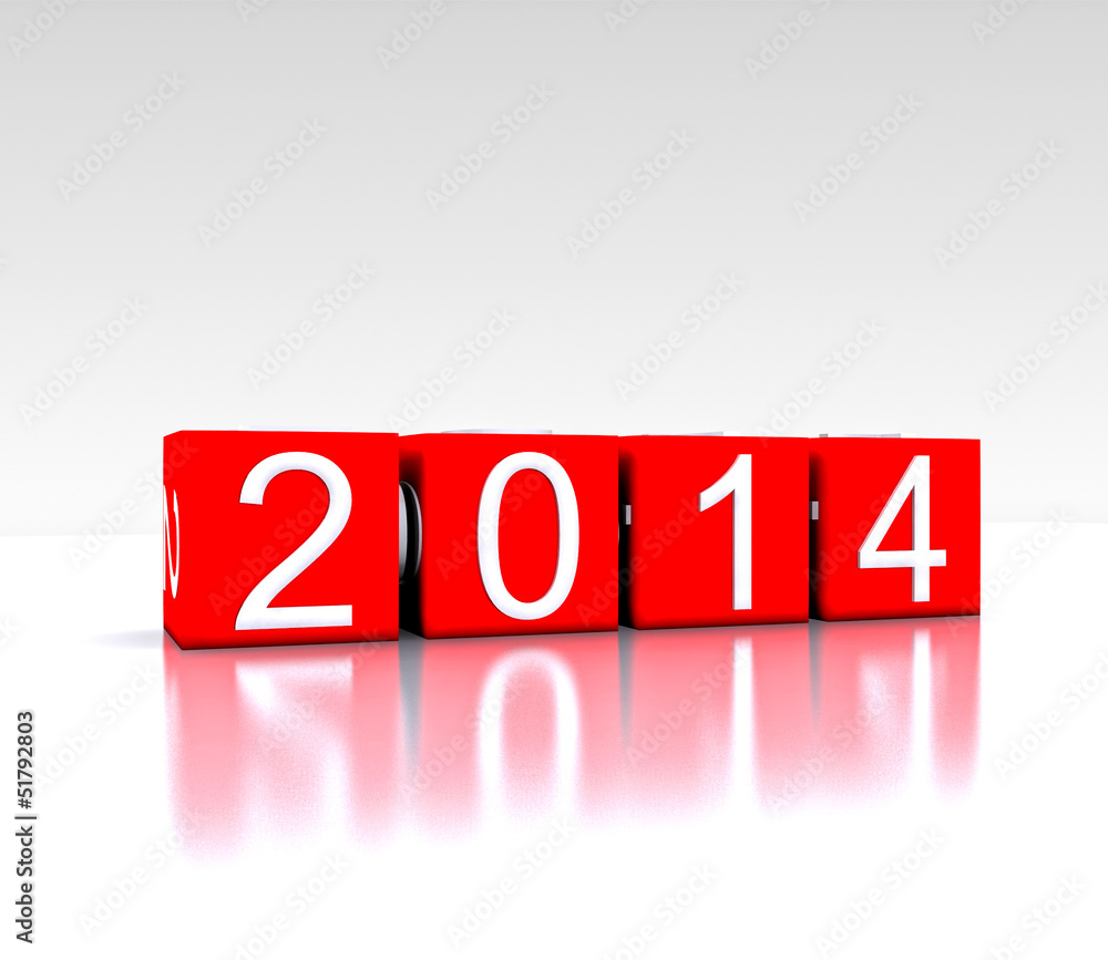 3D illustration - Dice with the new year, 2014 3D illustration - Dice with the new year, 2014