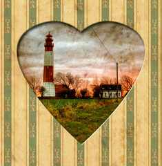 Store enrouleur Poster vintage Cœur vintage phare bord de mer rétro  © Thomas Reimer