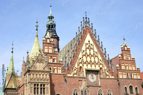 Dächer und Fassade Rathaus Wroclaw