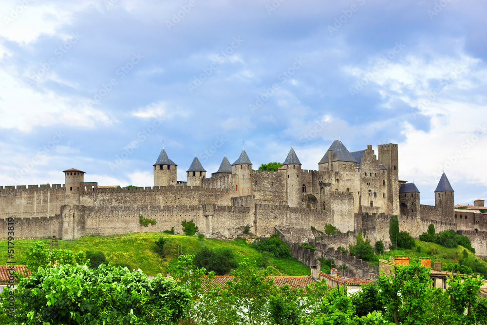 Beautiful view of old town of Carcassone in France