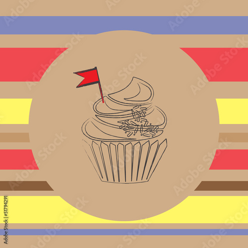 background with scetch of cupcake