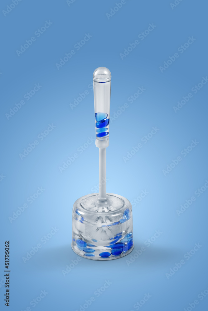 Toilet cleaning brush isolated on blue background Toilet cleaning brush isolated on blue background