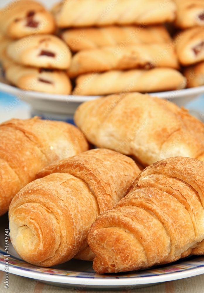 croissants and biscuits.