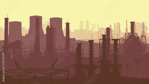 Abstract horizontal illustration industrial part of city.
