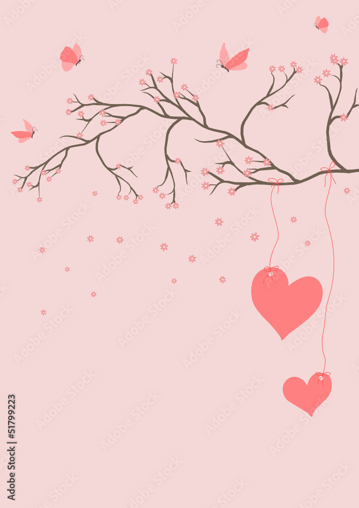 Frühlingsgefühle - Kirschblüte mit Herzen