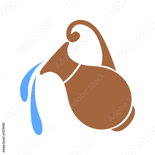 Vector silhouette of clay jar with water.