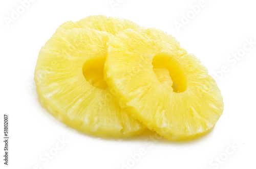 slice of pineapple on the white background