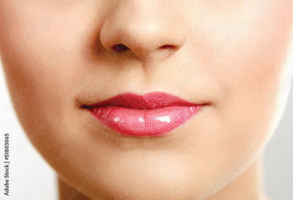 beautiful make up of bright lips