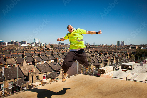 Happy and smiling builder