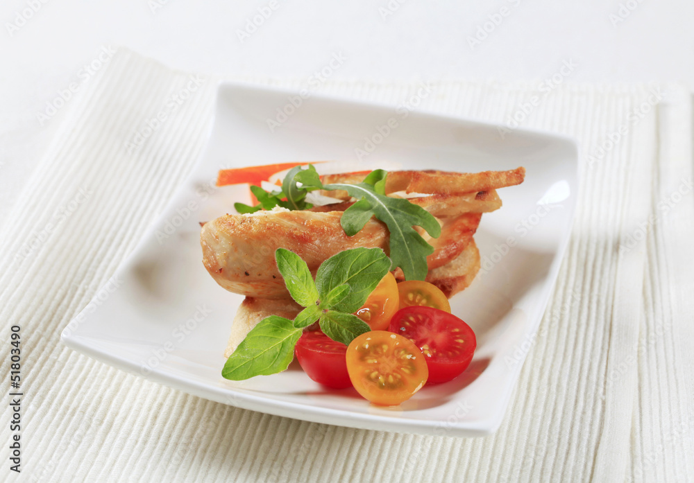 Chicken meat and crispy bread Chicken meat and crispy bread