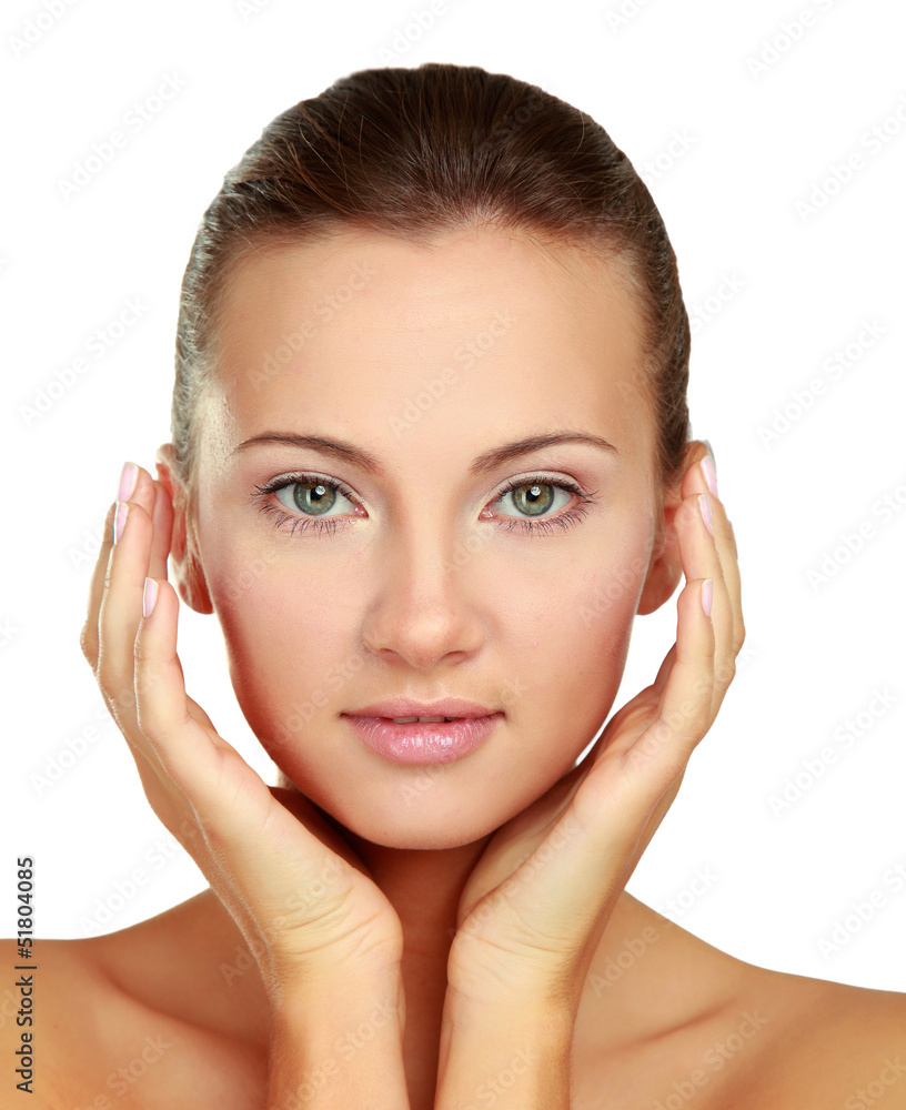 A beautiful woman touching her face, portrait A beautiful woman touching her face, portrait