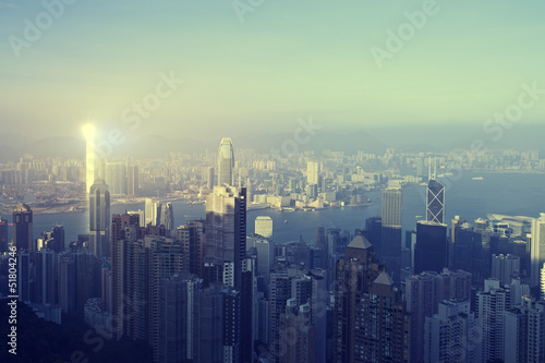 Panoramic views of Victoria Harbour, Hong Kong