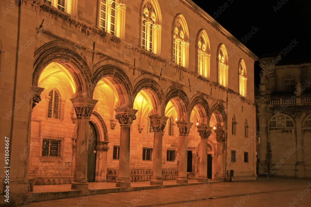 Sponza Palace at night, Dubrovnik, Croatia
