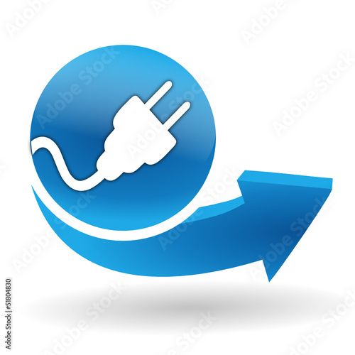 prise électrique sur bouton web bleu