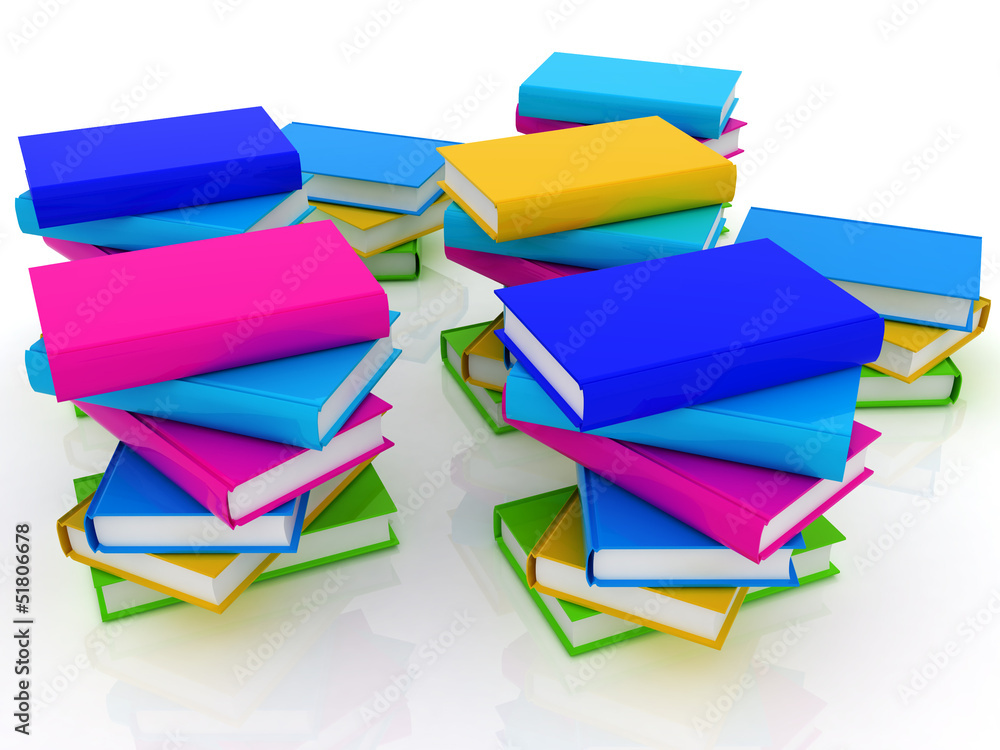 Colorful real books on white background Colorful real books on white background
