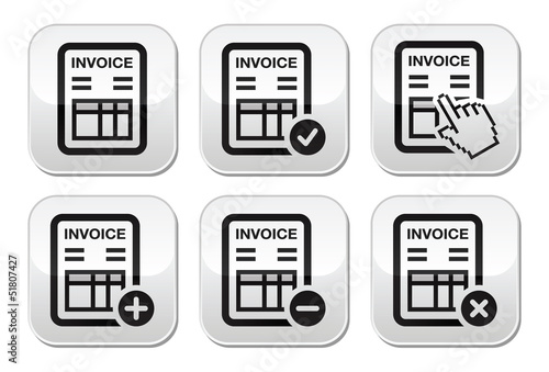 Invoice, finance vector buttons set
