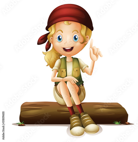 A young girl sitting