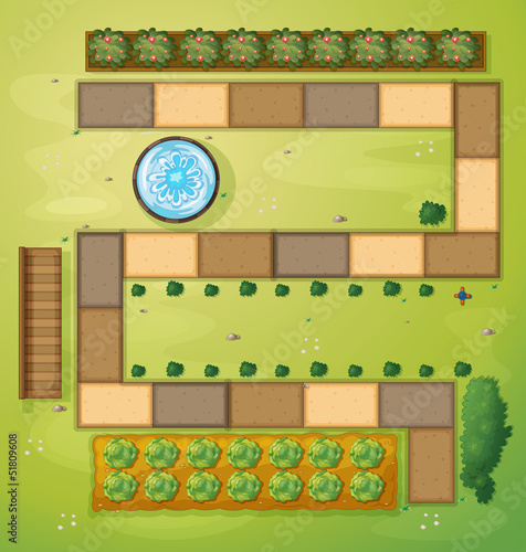 An aerial view of a garden