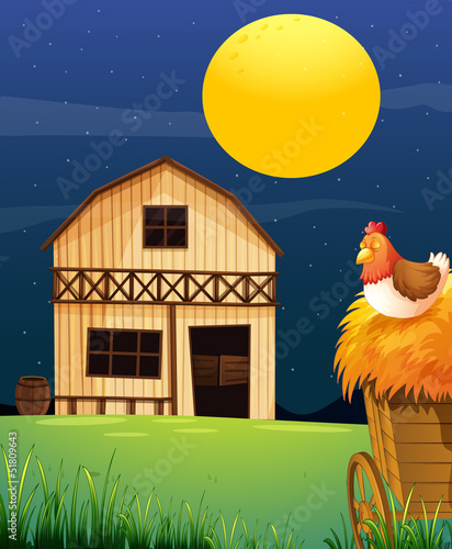 A wooden farm barn