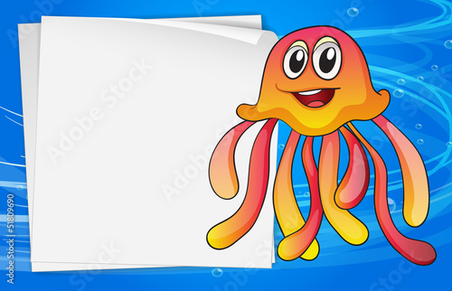 A jelly fish with an empty signage