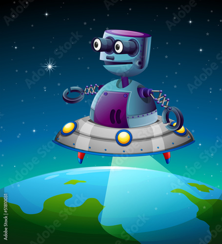 A robot above the earth