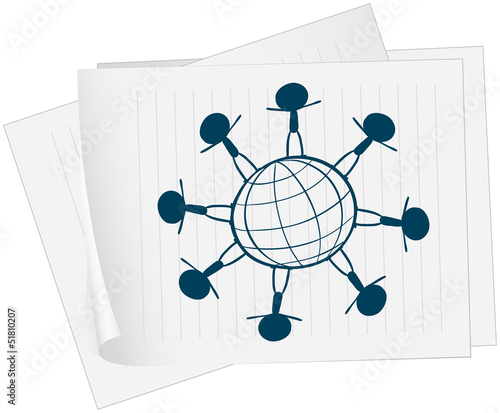 A paper with a globe