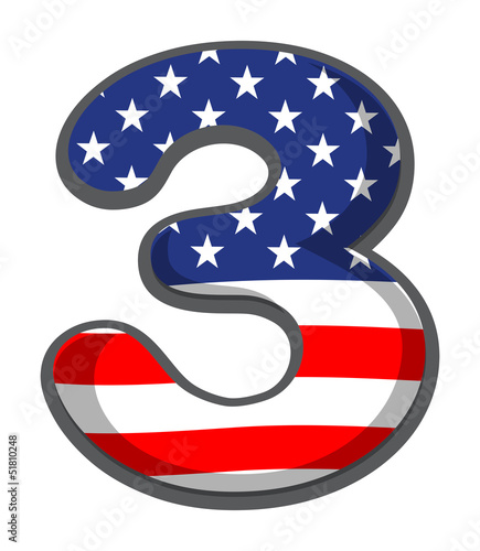 A number three figure with the USA symbols