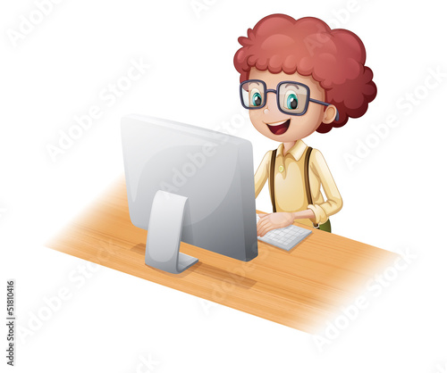 A smart young man surfing the internet