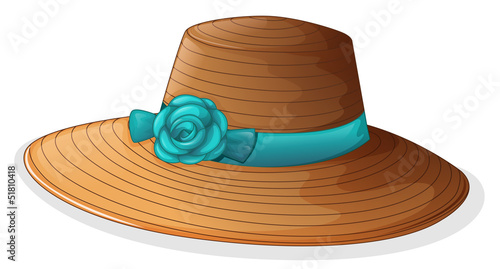 A hat with blue ribbon