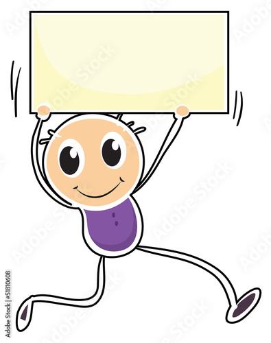 A boy holding an empty signage