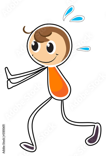 A boy pushing