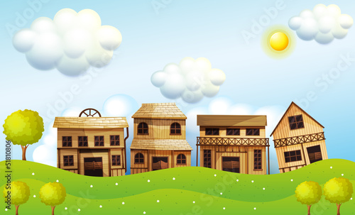 Four different kinds of wooden house