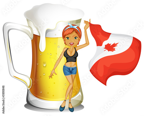 A girl holding the flag of Canada